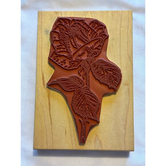 5"x3.5" Wood Mounted Rubber Stamp Rose By Comotion Stamps c90s #2147 - Picture 3 of 4